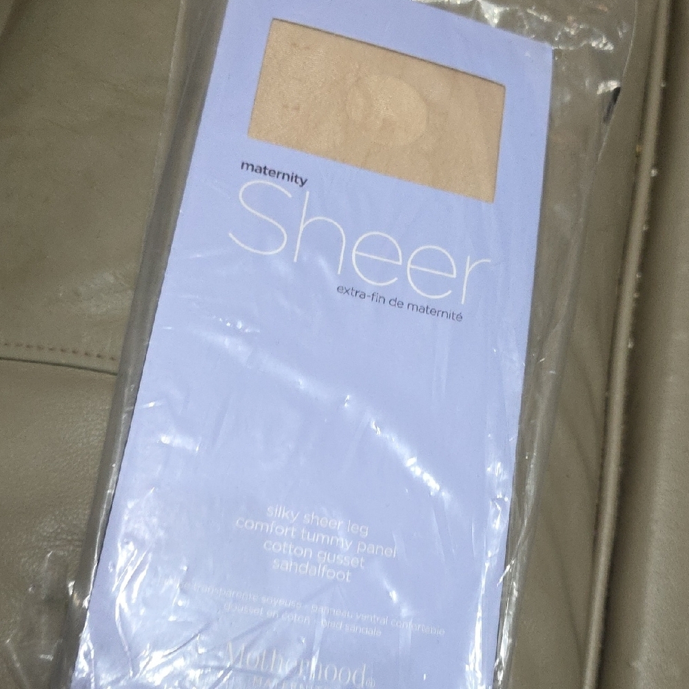 Motherhood Maternity Silky Sheer Legs Tights Panthose Light Tan Sandalfoot Sz A